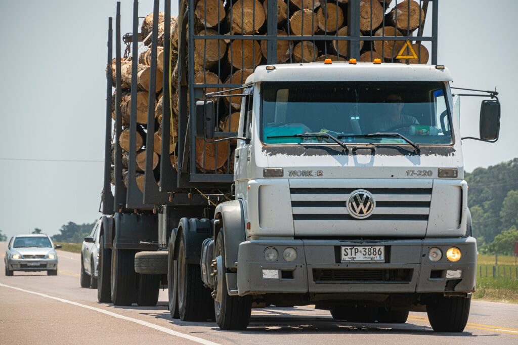 Camion transportant de gros rondins de bois